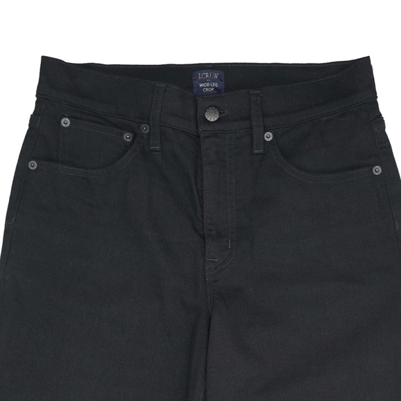 JCREW Size 27 27T Tall Black Wide-Leg Cropped Jean in All-Day Stretch $118 CB373 - Picture 4 of 6